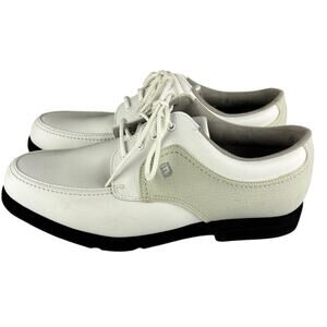 FootJoy GreenJoys 48704 White w/ Grey Golf Oxford Women's Shoes Size 8 M